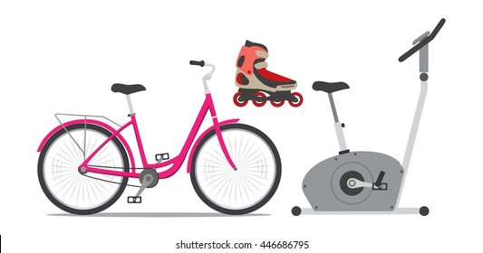 bike, roller skates, bicycle