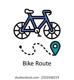 Bike Route Filled Outline Icon Design illustration. Map and Navigation Symbol on White background EPS 10 File