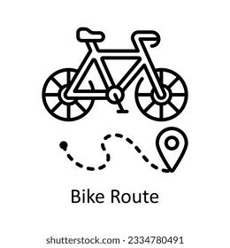 Bike Route Outline Icon Design illustration. Map and Navigation Symbol on White background EPS 10 File