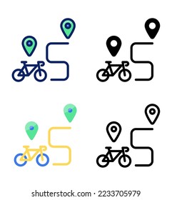 Radweg. Zeiger- und Standortsymbole. Vektorgrafik