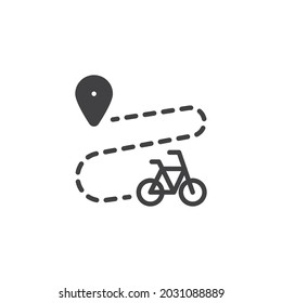 Bike route vector icon. filled flat sign for mobile concept and web design. Bicycle cycling trip glyph icon. Symbol, logo illustration. Vector graphics