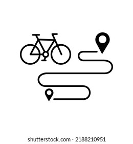 Bike route vector icon. filled flat sign for mobile concept and web design. Bicycle cycling trip glyph icon. Symbol, logo illustration. Vector graphics