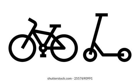 Bike and scooter icon. Concept of sustainable transport or eco friendly public transport