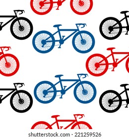 Bike  seamless pattern on white background. Vector illustration.