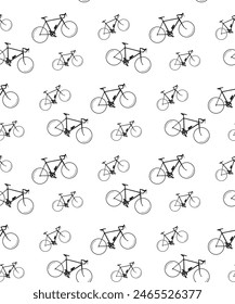 bike seamless pattern simple black isolated white background