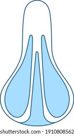 Bike Seat Icon Top View. Thin Line With Blue Fill Design. Vector Illustration.
