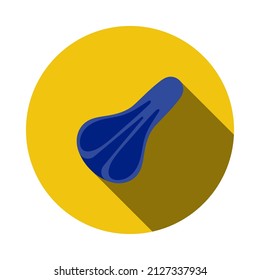 Bike Seat Icon Top View. Flat Circle Stencil Design With Long Shadow. Vector Illustration.