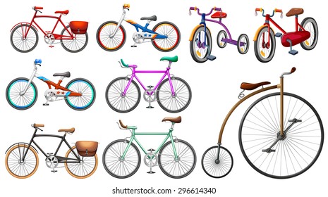 Bike set on white illustration