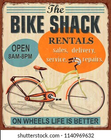 The Bike Shack Vintage Metal Sign.