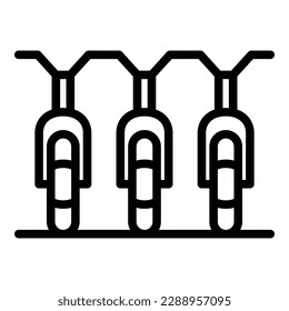 Vector de contorno de icono de plaza compartida en bicicleta. Aparcamiento. Transporte inteligente
