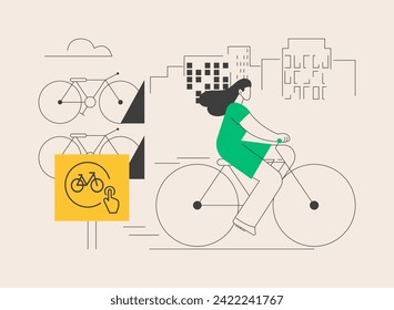 Bike sharing abstract concept vector illustration. Public bike rental, bicycle sharing application, green urban transportation, book a ride online, ecological city transport abstract metaphor.