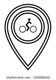 Bike shop here. cyclist and map pointer