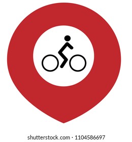 Bike shop here. cyclist and map pointer