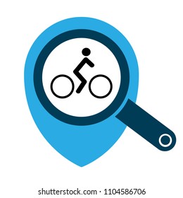 Bike shop here. cyclist and map pointer
