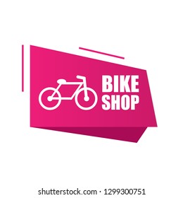 bike shop sign, emblem, label, badge,sticker. bike shop paper origami speech bubble. bike shop tag. bike shop banner. Designed for your web site design, logo, app, UI