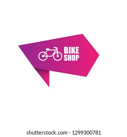 bike shop sign, emblem, label, badge,sticker. bike shop paper origami speech bubble. bike shop tag. bike shop banner. Designed for your web site design, logo, app, UI