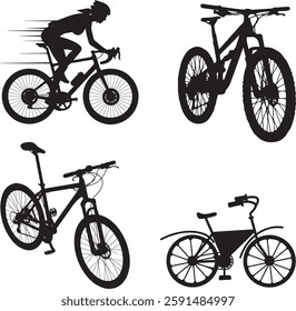 bike silhouettes - cyclists icon and symbols