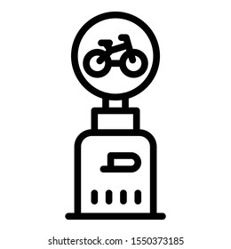 Bike sing post icon. Outline bike sing post vector icon for web design isolated on white background