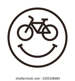 Bike Smiley Icon, Cycling Smiley Emoji isolated on white background