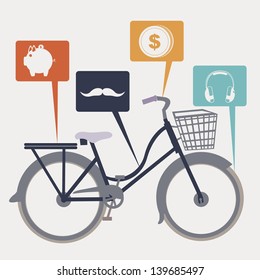 Bike and social media icons over white background