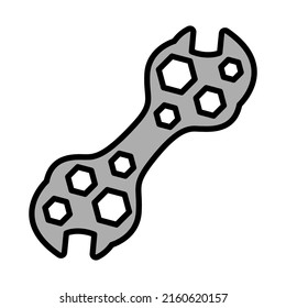 Bike Spanner Icon. Editable Bold Outline With Color Fill Design. Vector Illustration.