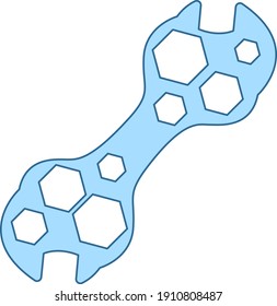Bike Spanner Icon. Thin Line With Blue Fill Design. Vector Illustration.