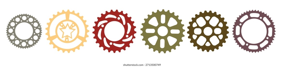 conjunto de vetor plano de roda dentada de bicicleta