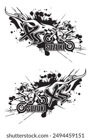 Bike Sticker Design, Motorcycle Branding Vector Illustration Clipart, Black and White Rider Sticker Design