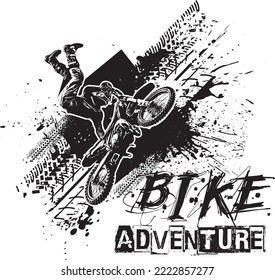 Bike stunt logo, Motorcyclist Stuntman Male Character, bike adventure vector illustration, bike clip art, and symbol