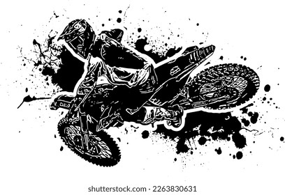 Monograma de propulsión en bicicleta, Silueta vectorial de la línea de propulsión en bicicleta, Vista lateral de la carrera en motocicleta diseñada sobre el fondo de la plataforma