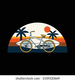 Bike Surf Summer Beach Graphic Illustration Vector Art T-shirt Design