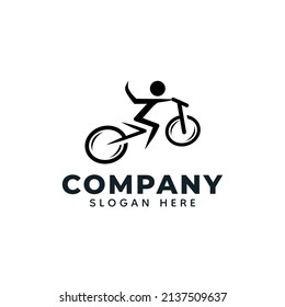 Bike symbol logo design, stylish event season racer. Cyclist, vector.