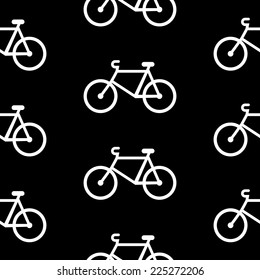 Bike symbol seamless pattern on black background. Vector illustration.