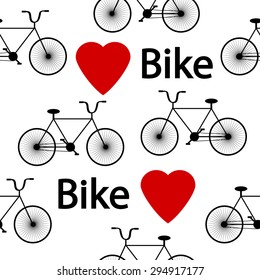 Bike symbol seamless pattern on white background. Vector illustration.