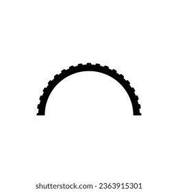 Bike tire empty inside. Half part bicycle tyre. Vector element. 