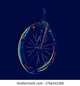 the bike tire line pop art potrait logo colorful design with dark background. Isolated black background for t-shirt, poster, clothing, merch, apparel, badge design