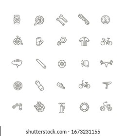 Bike tools and equipment part and accessories vector icon set