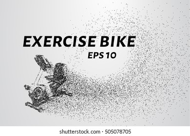 The bike trainer of the particles. Bike trainer consists of circles and points.