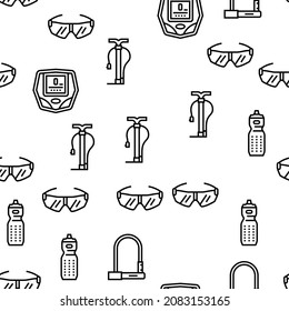 Bike Transport And Accessories Vector Seamless Pattern Thin Line Illustration