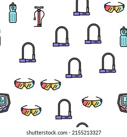 Bike Transport And Accessories Vector Seamless Pattern Thin Line Illustration