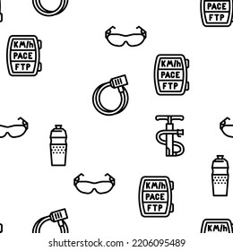 Bike Transport And Accessories vector seamless pattern thin line illustration