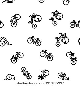 Bike Transport And Accessories vector seamless pattern thin line illustration