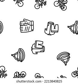 Bike Transport And Accessories vector seamless pattern thin line illustration