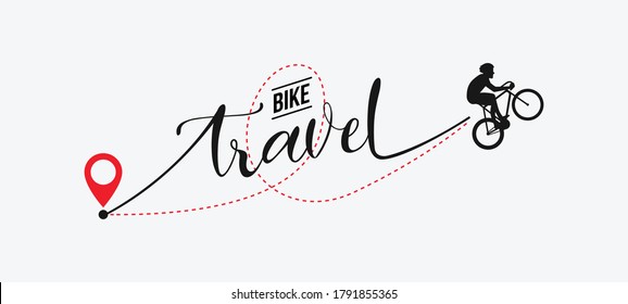 Viajes en bicicleta, viajes en bicicleta, ilustración de un vector