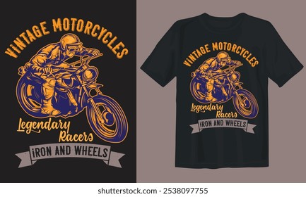 Design de camiseta de bicicleta. Motos antigas.