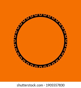 Bike Tyre Icon. Black On Orange Background. Vector Illustration.