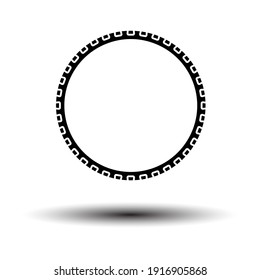 Bike Tyre Icon. Black On White Background With Shadow. Vector Illustration.