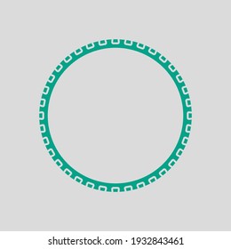 Bike Tyre Icon. Green On Gray Background. Vector Illustration.