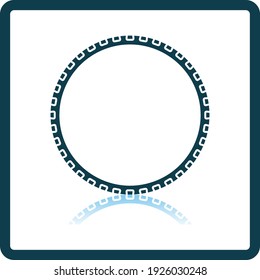 Bike Tyre Icon. Square Shadow Reflection Design. Vector Illustration.