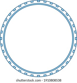 Bike Tyre Icon. Thin Line With Blue Fill Design. Vector Illustration.